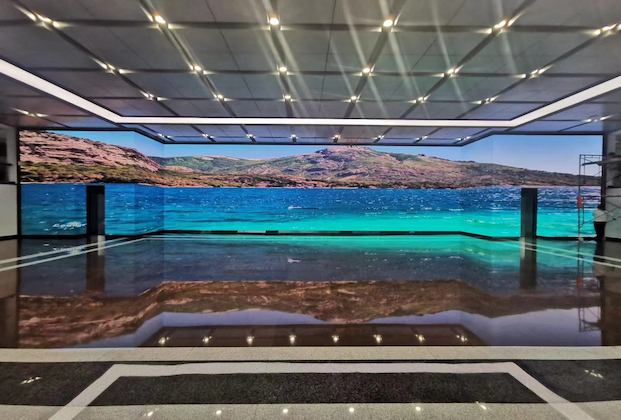 Mais de 600 metros quadrados de sala de conferências interna P4 no governo distrital de Lhasa, Tibete.